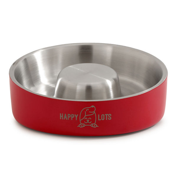 The Happy Lots Slant Feeder WhiskerWare for Dogs and Cats (Red)