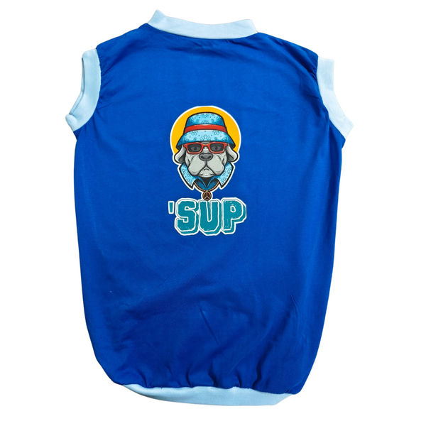 Cheeku SUP Graphic Cotton T Shirt for Dogs and Cats (Blue)