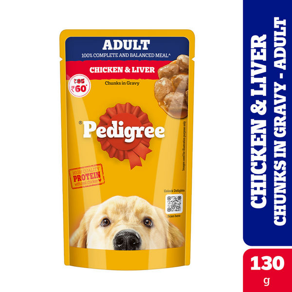 Pedigree Chicken and Liver Chunks in Gravy Adult Dog Wet Food (130g)