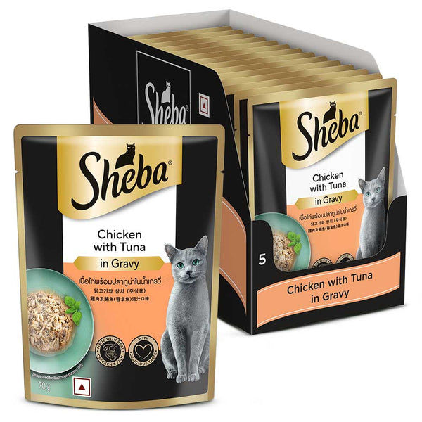 Sheba Chicken With Tuna In Gravy Rich Premium Adult Fine Cat Wet Food