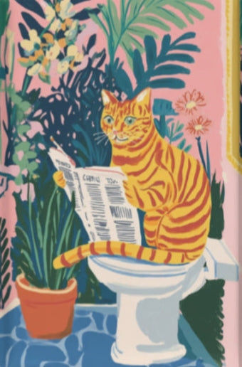 EverythingBoho The News Hungry Cat Wall Art (Black)