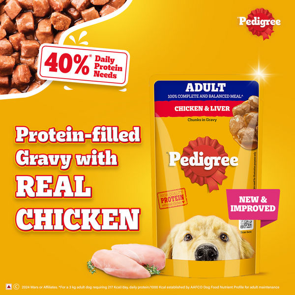 Pedigree Chicken and Liver Chunks in Gravy Adult Dog Wet Food (130g)