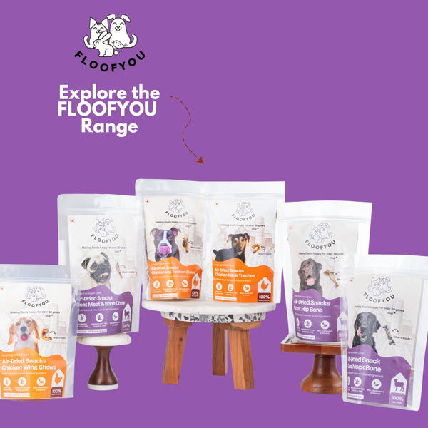 Floofyou Air Dried Goat Neck Bone Dental Chew Dog Treats