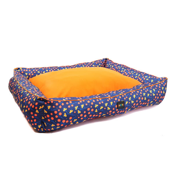 Skatrs Floral Bed for Dogs & Cats (Blue/Orange)