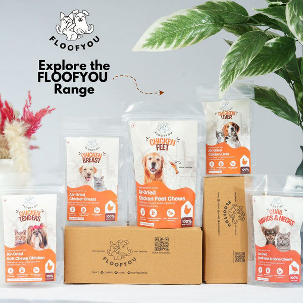 FloofYou Air Dried Chicken Feet Grain Free Chew Dog Treats