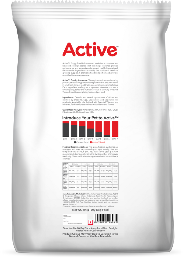 Active Chicken and Vegetables Puppy Dog Dry Food (Buy 1 Get 1)