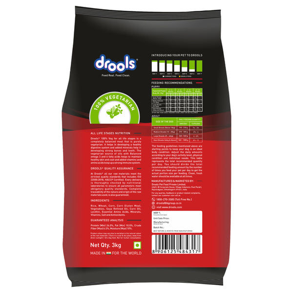 Drools 100% Vegetarian Puppy and Adult Dog Veg Dry Food (All Life Stages)