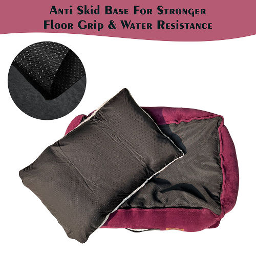 Petter World Ultra Luxury Micro Lounger Bed With Removable Sherpa for Dogs (Mulled Wine)