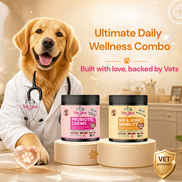 TailsAlive Hip & Joint, Probiotic Chicken Chews Comfort & Mobility Combo for Senior Dogs