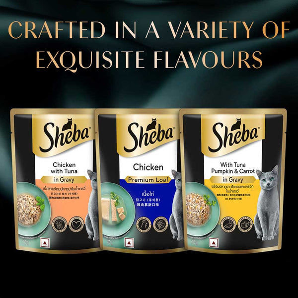 Sheba Chicken With Tuna In Gravy Rich Premium Adult Fine Cat Wet Food