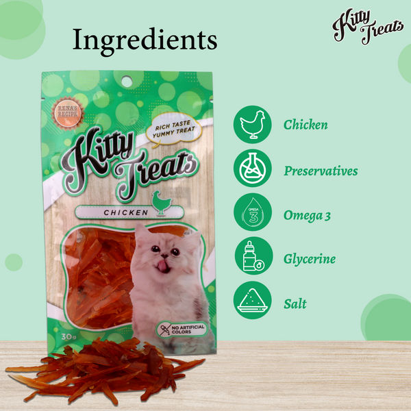Kitty Treats Chicken with Scallop, Chicken with Shrimp Flavour and Soft Chicken Jerky Sliced Cat Treats Combo