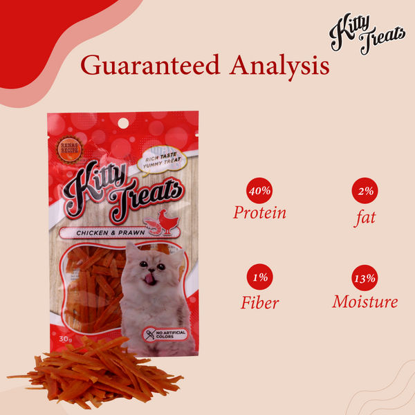Kitty Treats Chicken with Scallop, Chicken with Shrimp Flavour and Soft Chicken Jerky Sliced Cat Treats Combo