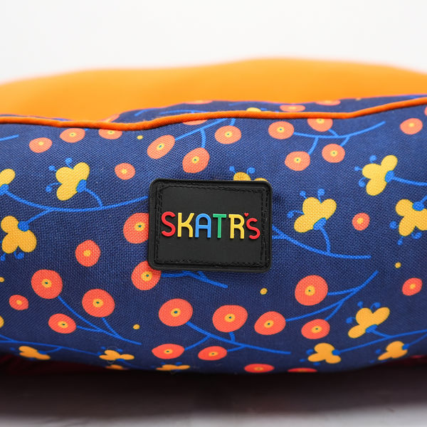 Skatrs Floral Bed for Dogs & Cats (Blue/Orange)