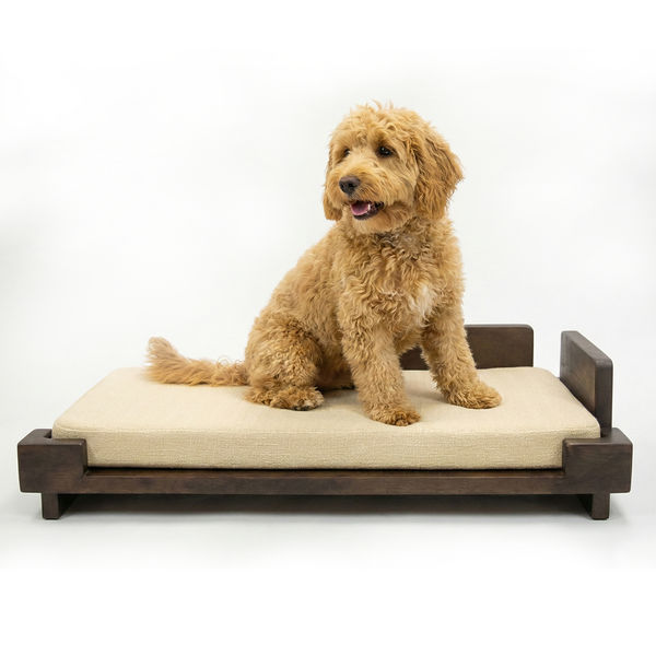 FurryLiving Barkly Bed with Cushion for Dogs (Dark Brown/Cream Cushion)