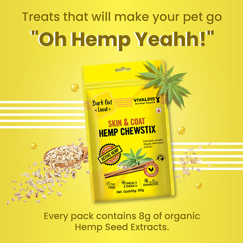 Bark Out Loud Skin & Coat Hemp Chew Stix for Dogs and Cats