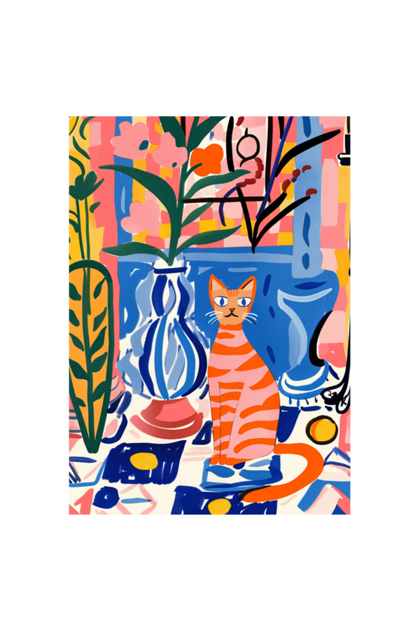 EverythingBoho The House Cat Boho Wall Art (Royal Blue)