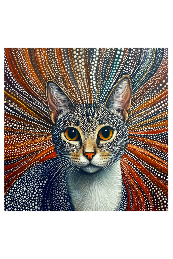EverythingBoho Kusama Cat Wall Art (White)