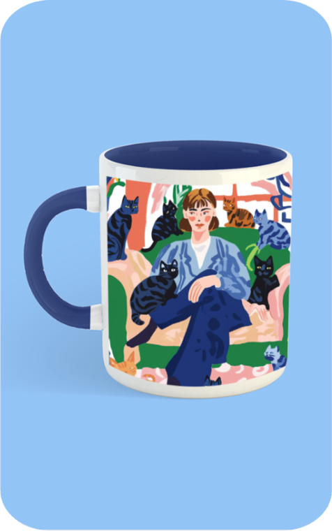 EverythingBoho Cat Mom Coffee Mug (Dark Blue)