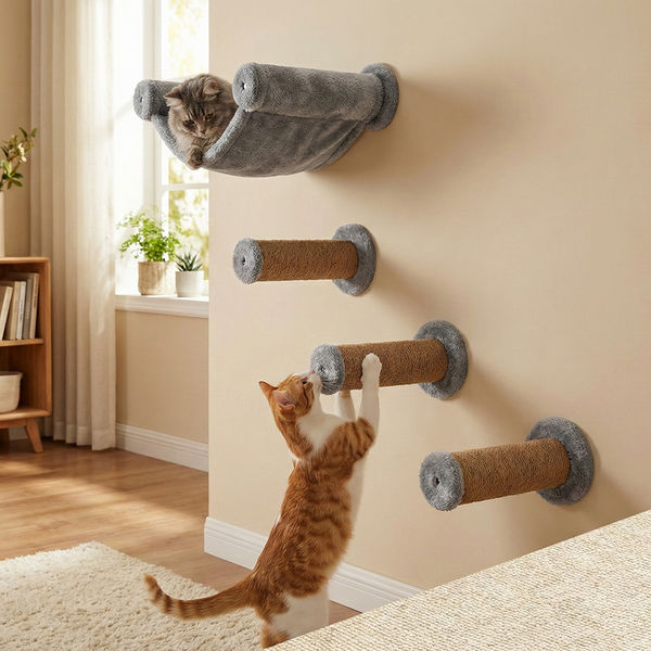 Furrlovers Wall Mounted Scratching Pole with Natural Jute for Cats (Grey)
