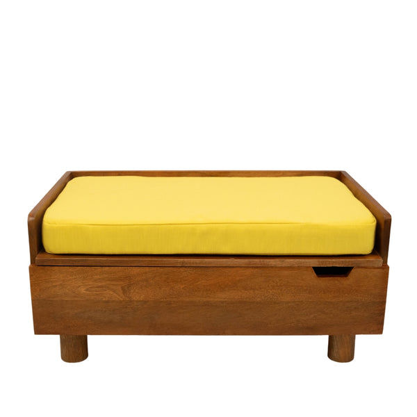 FurryLiving Hibachi Bed with Storage for Dogs (Honey/Yellow Cushion)