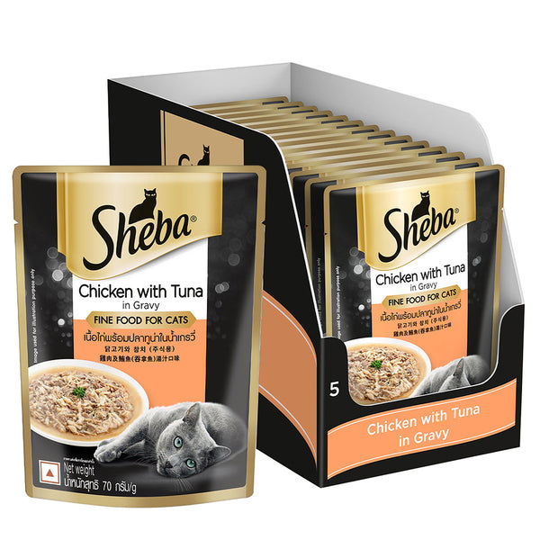 Sheba Chicken With Tuna In Gravy Rich Premium Adult Fine Cat Wet Food