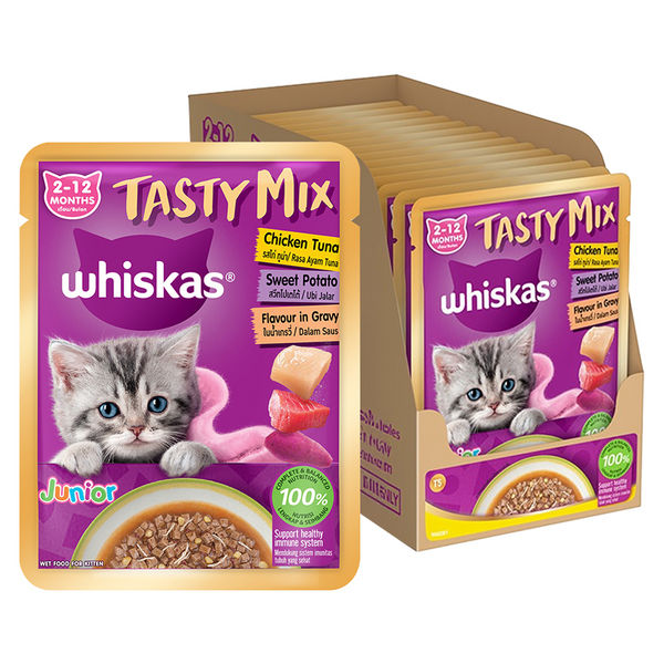 Whiskas Tasty Mix Chicken Tuna with Sweet Potato Kitten Cat Wet Food