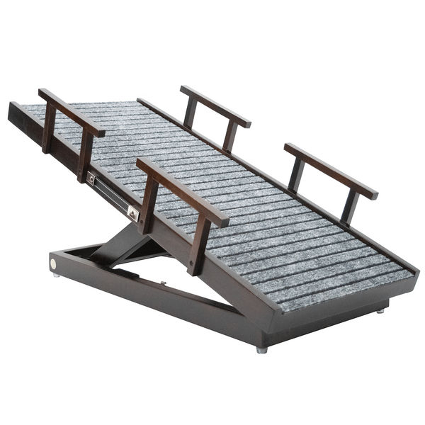 FurryLiving Wooden Ramp with Safety Rails for Dogs and Cats (Dark Brown)