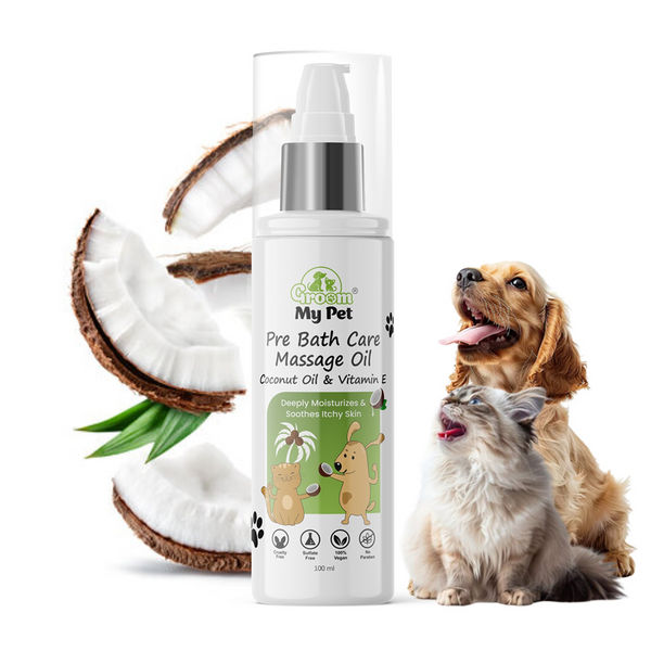 Groom My Pet  Pre Bath Care & Massage Oil with Coconut Oil & Vitamin E Dogs and Cats
