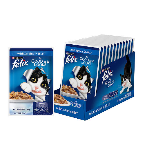 Purina Felix with Mackerel, Sardine and Salmon in Jelly Complete and Balanced Adult Cat Wet Food