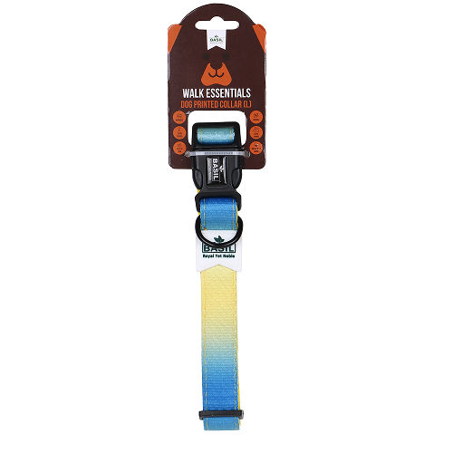 Basil Adjustable Padded Collar for Dogs (Blue/Yellow)