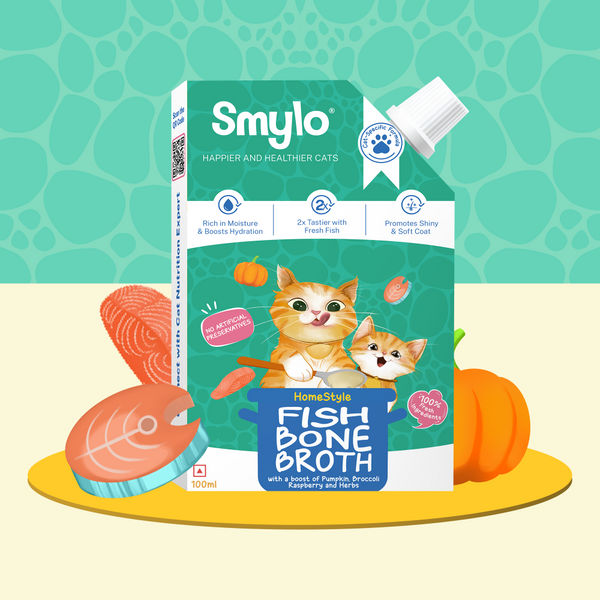 Smylo Hydration Rich Fish with Pumpkin, Broccoli and Raspberry Bone Broth for Cats