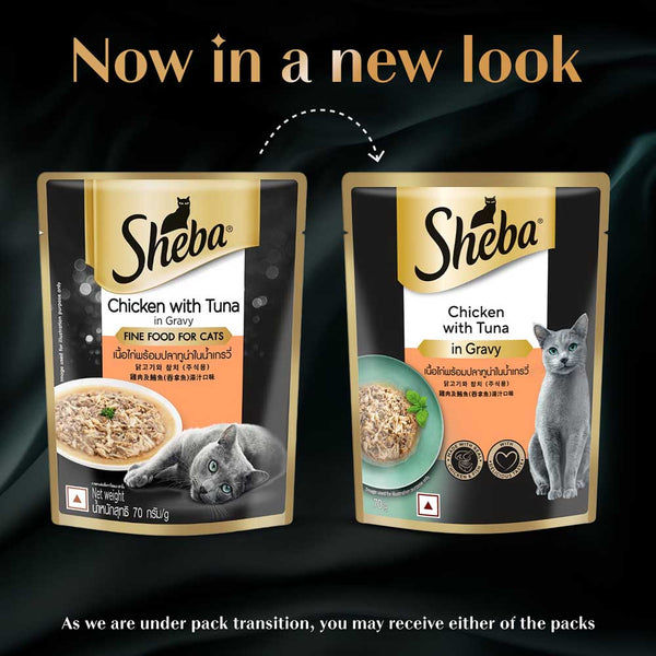 Sheba Chicken With Tuna In Gravy Rich Premium Adult Fine Cat Wet Food