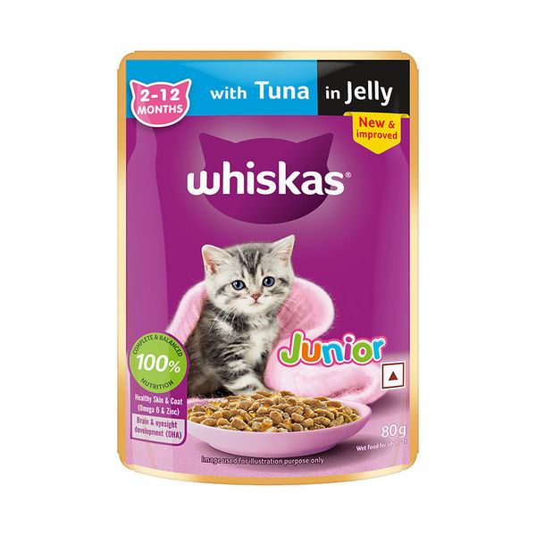 Buy Whiskas Tuna in Jelly Kitten Cat Wet Food (80g) online at Supertails.com