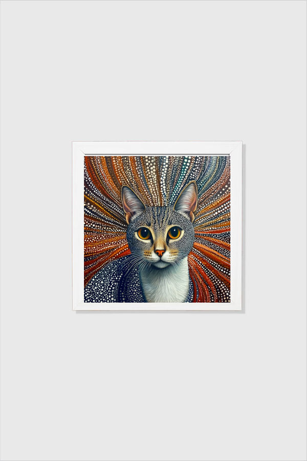 EverythingBoho Kusama Cat Wall Art (White)
