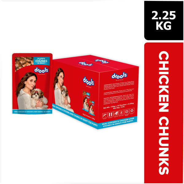 Drools Real Chicken & Chicken Liver Chunks in Gravy Puppy Dog Wet Food