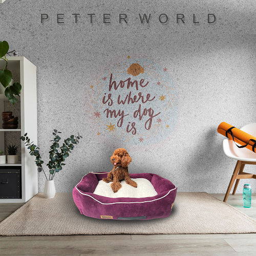 Petter World Ultra Luxury Micro Lounger Bed With Removable Sherpa for Dogs (Mulled Wine)