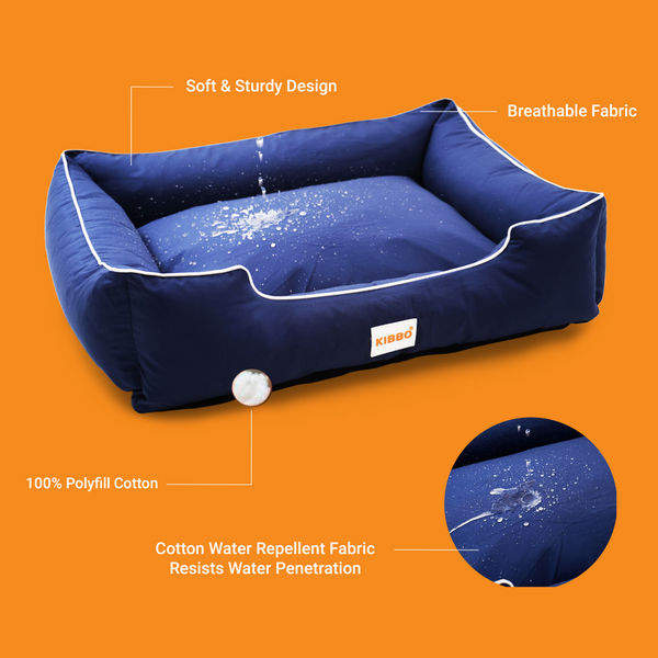 Kibbo Pet Bed with Chew Proof and Water Repellent Fabric For Dogs and Cats  (Blue)