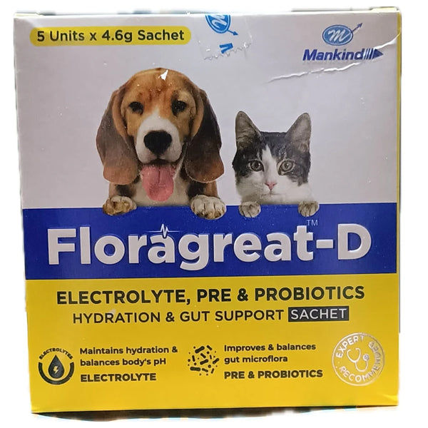 Mankind Floragreat D Probiotic & Electrolyte Supplements for Dogs and Cats