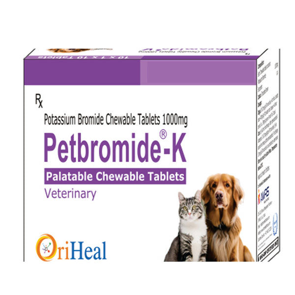Oriheal Petbromide K (Potassium Bromide) Tablets 1000mg for Dogs and Cats