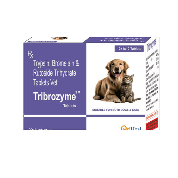 Oriheal Tribrozyme Tablet (Trypsin & Bromelain & Rutoside Trihydrate) for Dogs and Cats