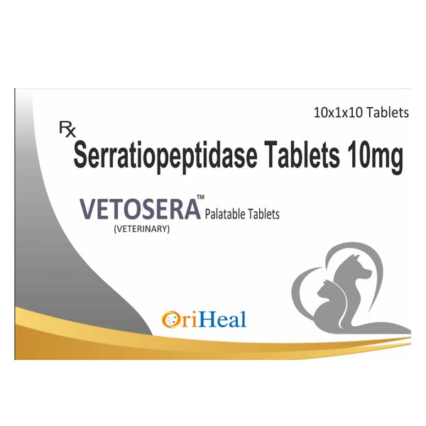 Oriheal Vetosera 10mg (Serratiopeptidase) Tablet for Dogs and Cats