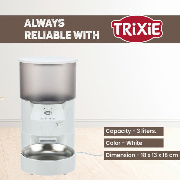 Trixie TX S Smart Automatic Food Dispenser for Dogs and Cats (White)