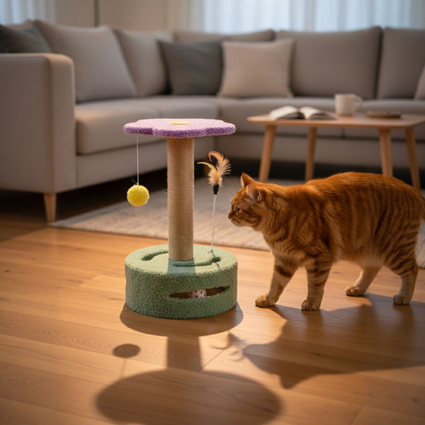 FurryLiving Bloom Multi Level Cat Tree Scratcher 3 in 1 Interactive Toy Tower for Cats