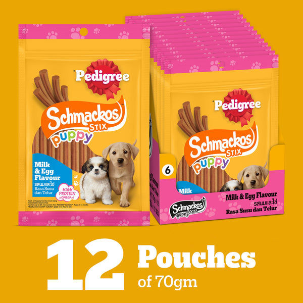 Pedigree Schmackos Stix Milk & Egg Flavour Puppy Dog Treat