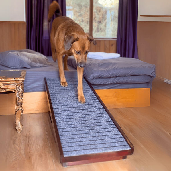 FurryLiving Wooden Ramp for Dogs and Cats (Dark Brown)