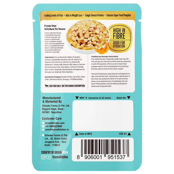 Kennel Kitchen Supreme Cuts in Gravy Fish Recipe with Pumpkin Puppy & Adult Dog Wet Food (All Life Stage)