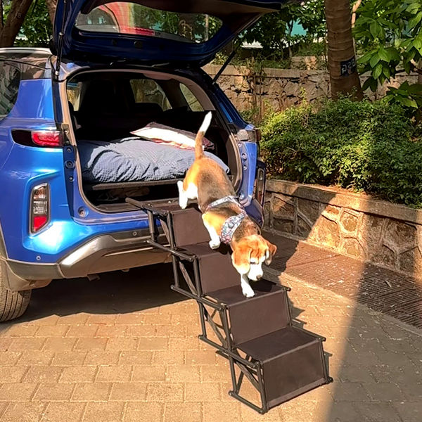 FurryLiving Foldable Pet Stair Ramp for Dogs and Cats (Black)