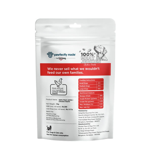 Pawfectly Made By Licious Dehydrated Chicken Heart and Feet Jerky Dog Treat Combo