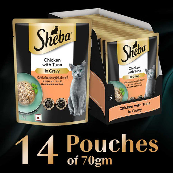 Sheba Chicken With Tuna In Gravy Rich Premium Adult Fine Cat Wet Food