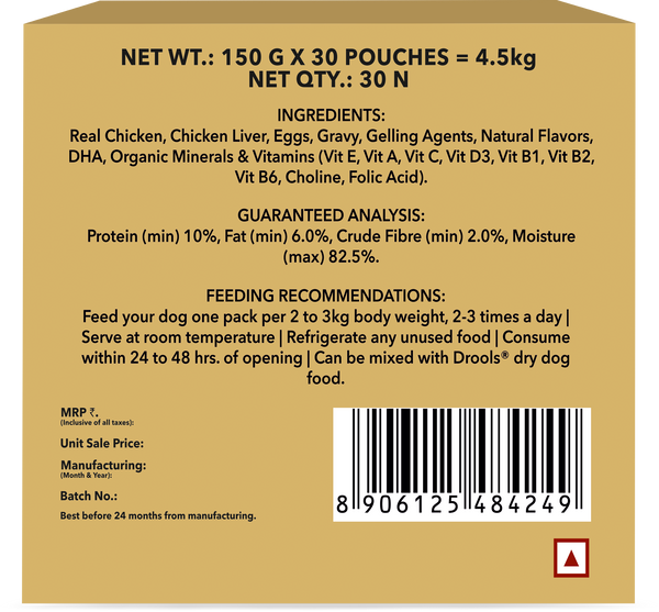 Drools Real Chicken & Chicken Liver Chunks in Gravy Puppy Dog Wet Food